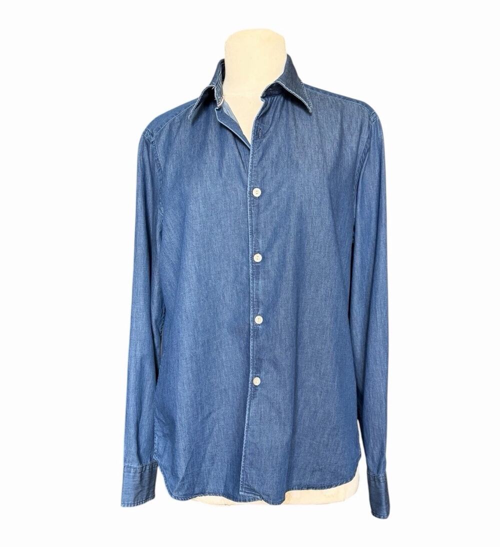 Tintoria Mattei 954 Italian Chambray Shirt Size 40 NWT Cotton Button Down